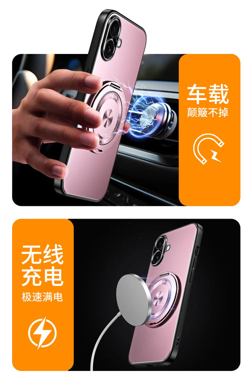 360 Rotating Magnetic Stand Phone Case for iPhone 17 15 14 13 16 Pro Max for Magsafe Stress Relief Ring Holder Shockproof Cover