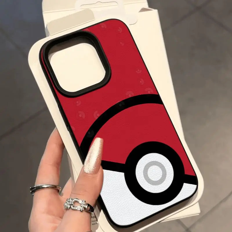 Cute P-Pokemon Poké Ball Pattern Phone Case For iPhone 17 16 15 14 13 12 11 Pro Max XR XS MAX 7 8 PLUS INS Dermatoglyph Cover